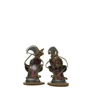 The Attico Green Leather Flip-Flop Sandals