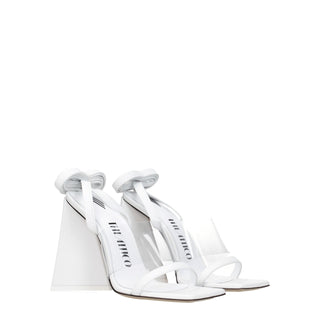 The Attico White Leather Stiletto Heel Sandals