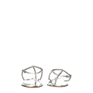 Miu Miu Gray Leather Flip-Flop Sandals