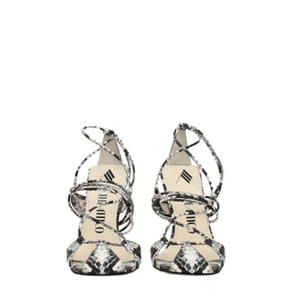 The Attico White Leather Stiletto Heel Sandals