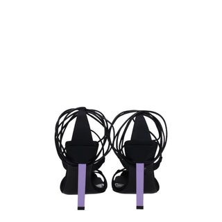 The Attico Black Fabric Stiletto Heel Sandals