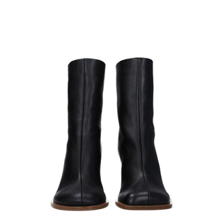 Jacquemus Black Leather Ankle Boots