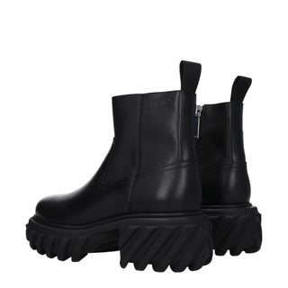 Off-White Black Leather Ankle Boots