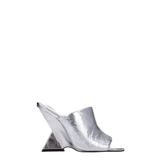 The Attico Gray Leather Platform Sandals