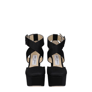 Jimmy Choo Black Satin Platform Sandals