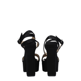 Jimmy Choo Black Satin Platform Sandals