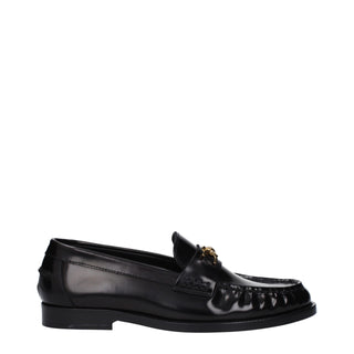 Versace Black Leather Slip-On Loafers