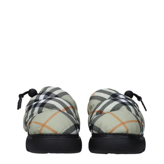 Burberry Green Fabric Slip-On Loafers