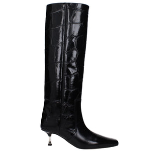 Paris Texas Black Leather High Heel Boots