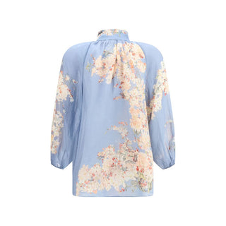 Zimmermann Light Blue Ramie Blouse