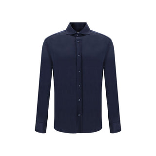 Brunello Cucinelli Blue Silk Shirt
