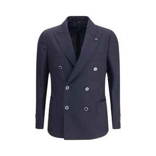 Lardini Blue Fleece Wool Blazer