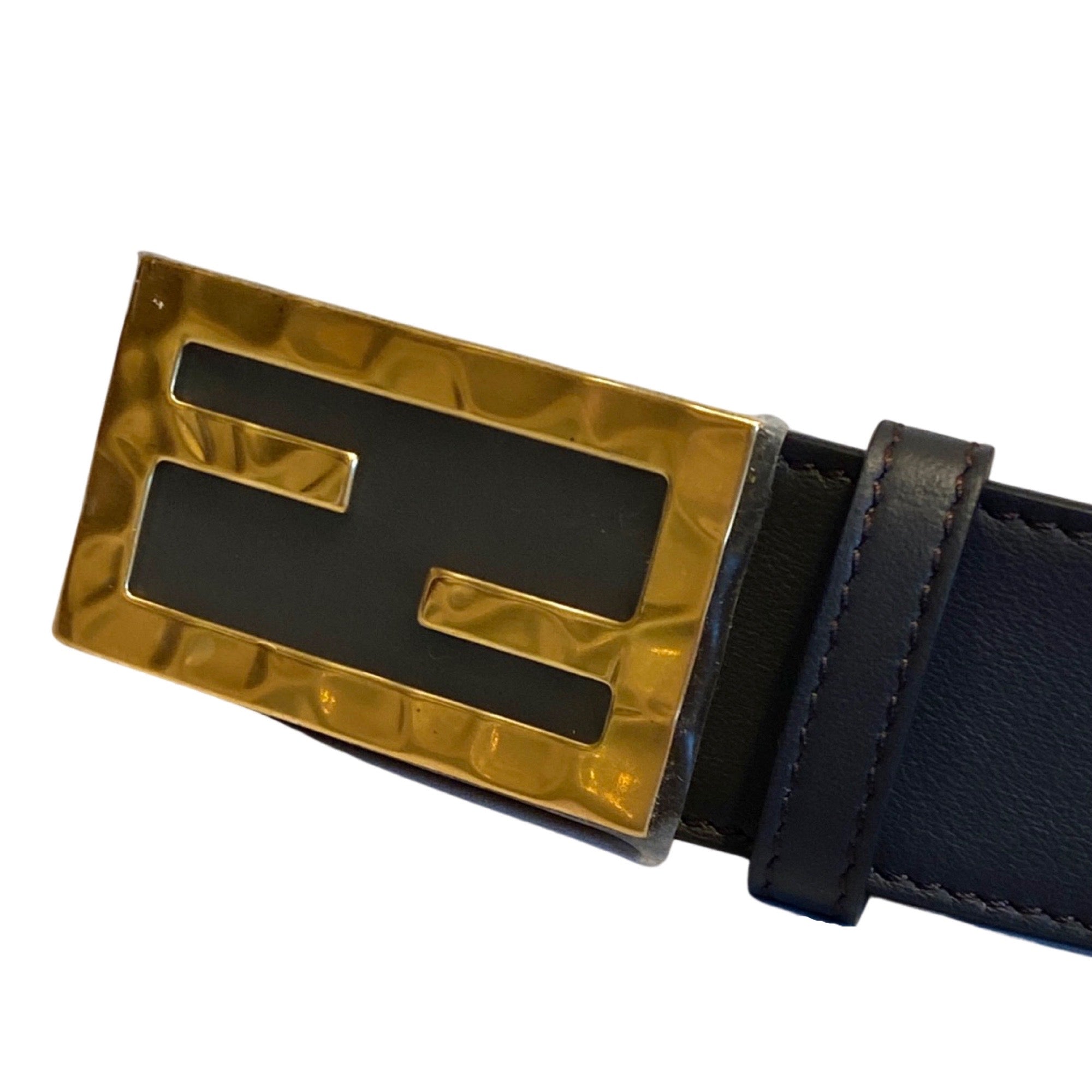 Fendi Black Smooth Calfskin Leather Belt Size 105