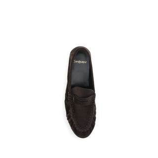 Saint Laurent Brown Calf Leather Bos Taurus Slip-On Loafers - VAZLUXE.COM
