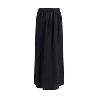 Kristina Ti Black Fleece Wool Long Skirt