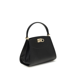 Ferragamo Black Calf Leather Bos Taurus Handbag