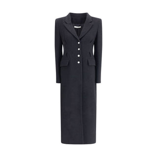 Alessandra Rich Black Fleece Wool Coat