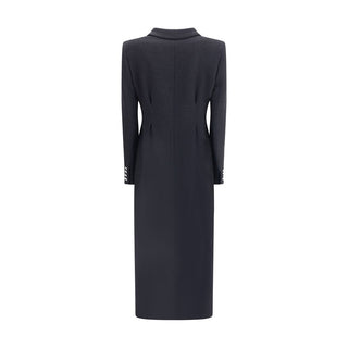 Alessandra Rich Black Fleece Wool Coat