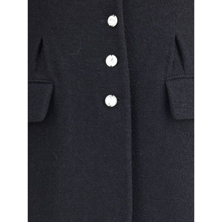 Alessandra Rich Black Fleece Wool Coat