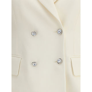 Alessandra Rich Cream Fleece Wool Blazer