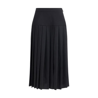 Alessandra Rich Black Fleece Wool Midi Skirt