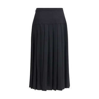 Alessandra Rich Black Fleece Wool Midi Skirt