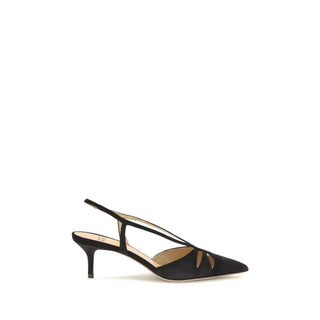 Francesco Russo Black Calf Leather Bos Taurus Mid Heel Pumps
