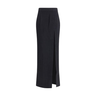 Alessandra Rich Black Fleece Wool Long Skirt