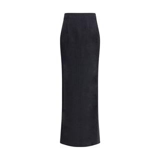 Alessandra Rich Black Fleece Wool Long Skirt
