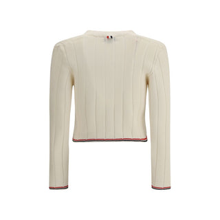 Thom Browne Cream Fleece Wool Cardigan