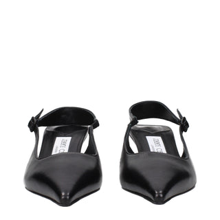 Jimmy Choo Black Leather Flat Sandals