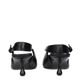 Jimmy Choo Black Leather Flat Sandals