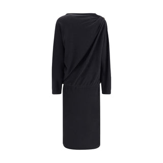 Fabiana Filippi Black Fleece Wool Casual Dress