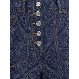Etro Blue Cotton Flared Jeans