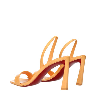 Christian Louboutin Orange Leather Stiletto Heel Sandals - VAZLUXE.COM