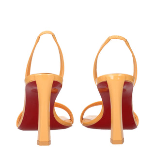Christian Louboutin Orange Leather Stiletto Heel Sandals - VAZLUXE.COM