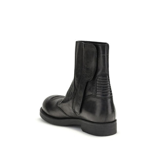 MM6 Black Leather Ankle Boots