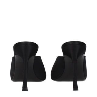 Amina Muaddi Black Satin High Heel Pumps