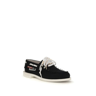 Dsquared² Black Cotton Slip-On Loafers