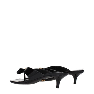Versace Black Leather Stiletto Heel Sandals