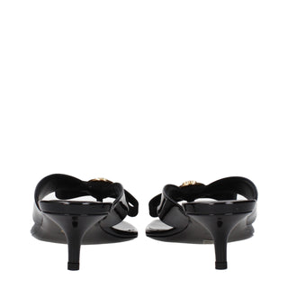 Versace Black Leather Stiletto Heel Sandals