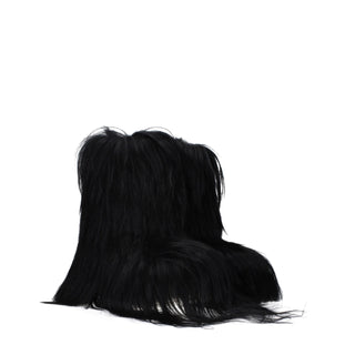 Rick Owens Black Fur Ankle Boots