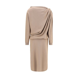 Fabiana Filippi Beige Fleece Wool Casual Dress