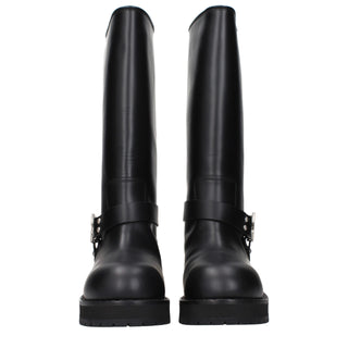 Off-White Black Leather Flat Boots