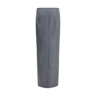 Thom Browne Gray Fleece Wool Long Skirt