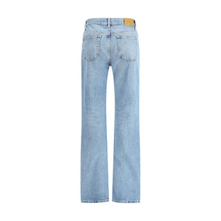 Saint Laurent Blue Cotton Straight-Leg Jeans
