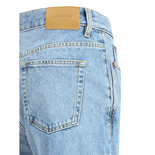 Saint Laurent Blue Cotton Straight-Leg Jeans