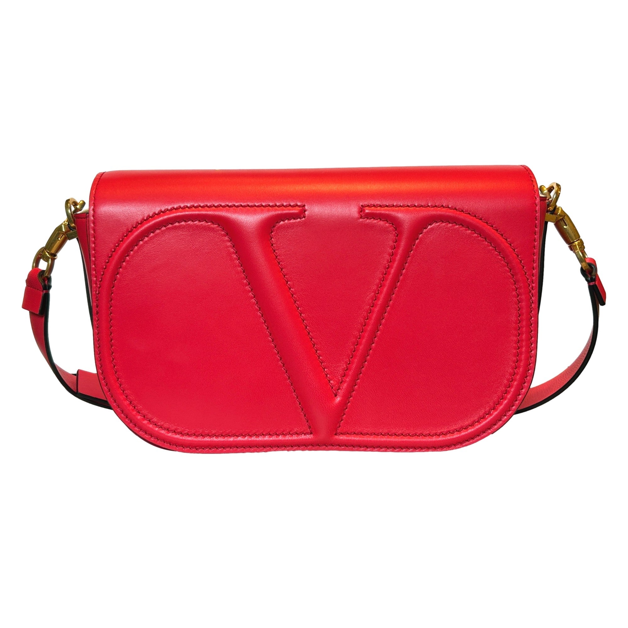 Valentino Garavani VLogo Walk Large Crossbody Bag Red Calf Leather