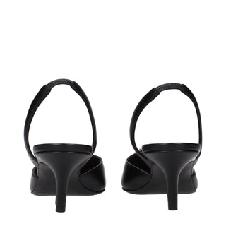 Amina Muaddi Black Leather High Heel Pumps