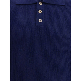 Brunello Cucinelli Blue Cashmere Polo Shirt